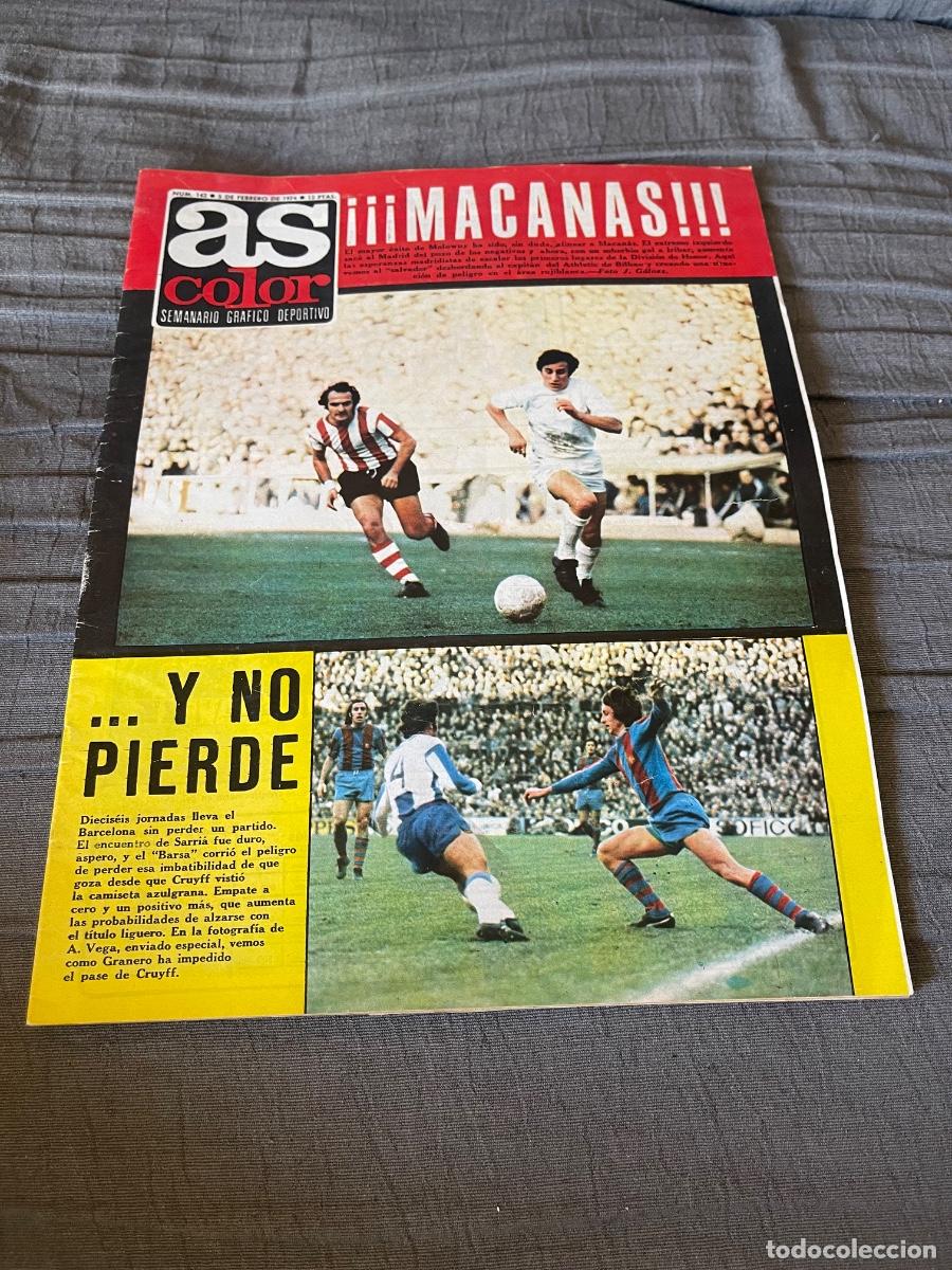 Coleccionismo deportivo: revista as color n&ordm; 142 .1974 .portada macana con p&oacute;ster deportivo salamanca 73-74