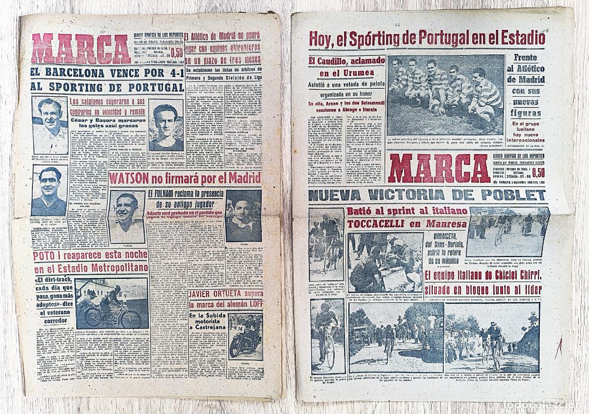 Coleccionismo deportivo: RW LOTE 62 PERIODICOS MARCA A&Ntilde;O 1948 DEPORTES FUTBOL ANTIGUOS