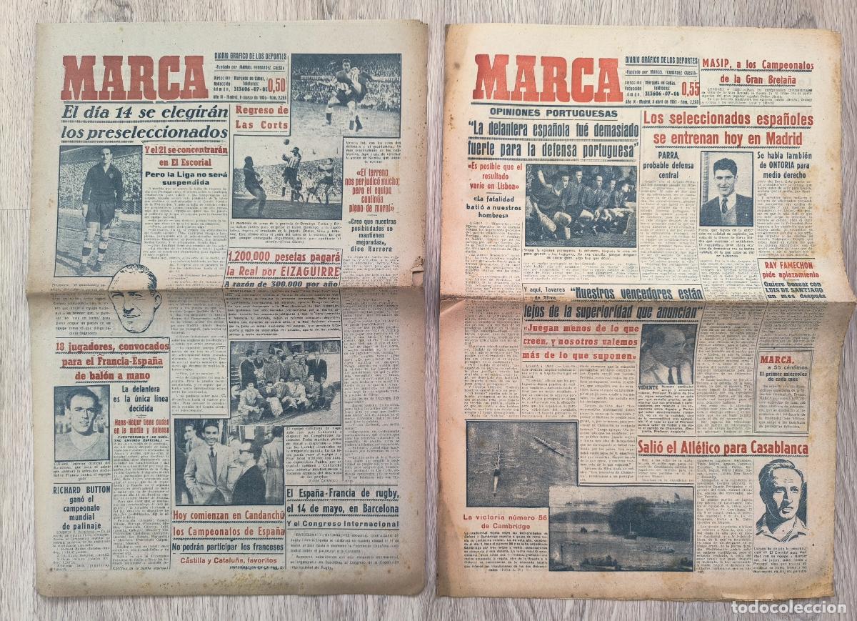 Coleccionismo deportivo: RW LOTE 22 PERIODICOS MARCA A&Ntilde;O 1950 DEPORTES FUTBOL ANTIGUOS