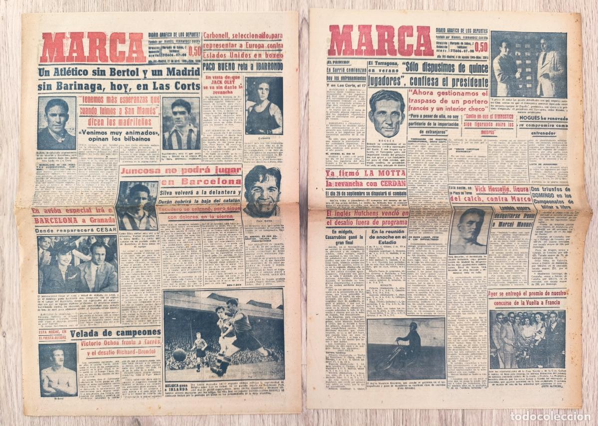Coleccionismo deportivo: RW LOTE 60 PERIODICOS MARCA A&Ntilde;O 1949 DEPORTES FUTBOL ANTIGUOS