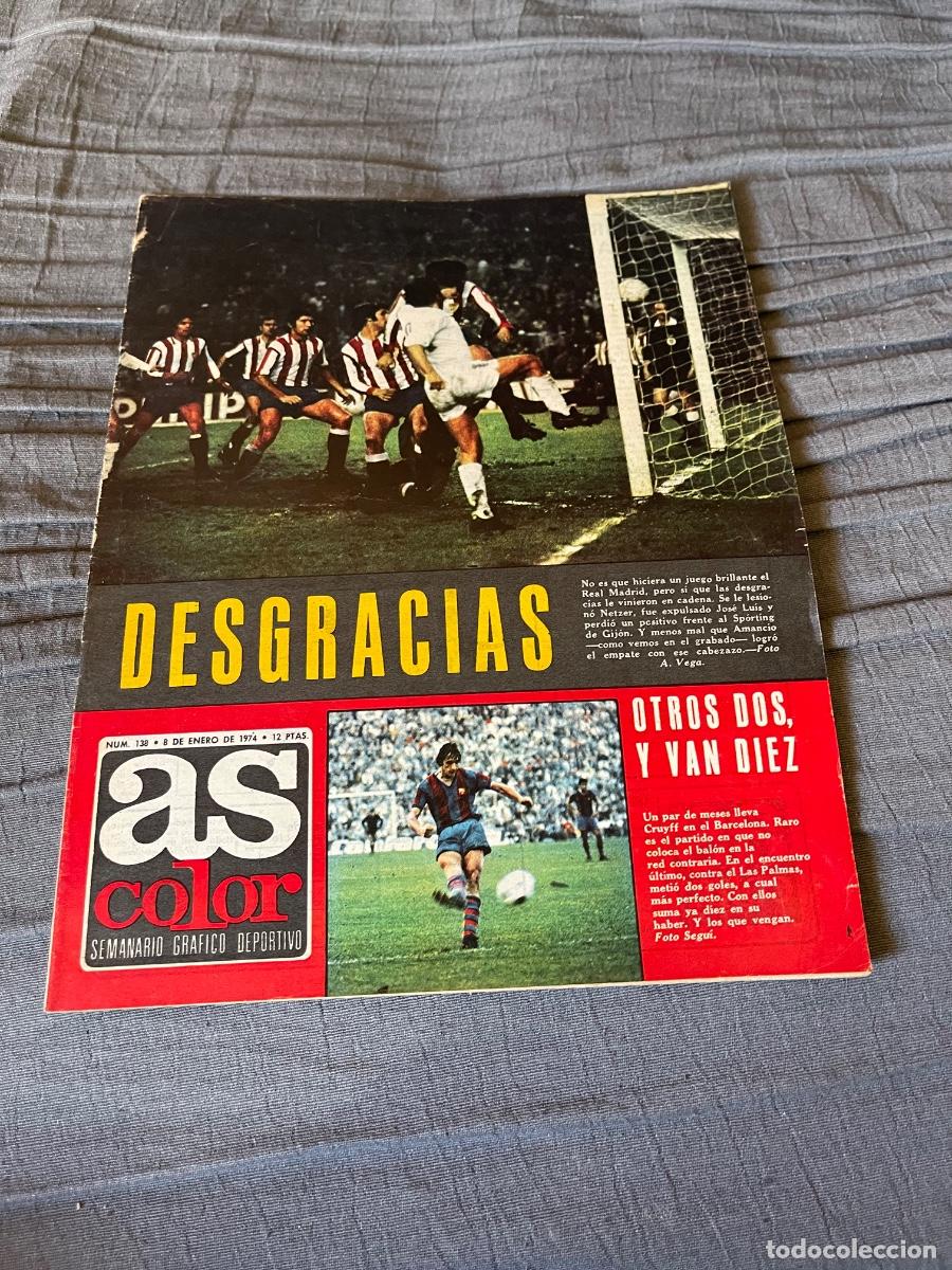 Coleccionismo deportivo: AS COLOR N&ordm; 138- 08-01-1974 - DESGRACIAS DE REAL MADRID Con P&Oacute;STER CENTRAL