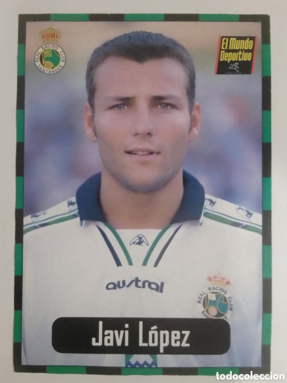 Coleccionismo deportivo: Lamina El Mundo Deportivo Colecci&oacute;n Racing n&deg; 6 Javi L&oacute;pez.