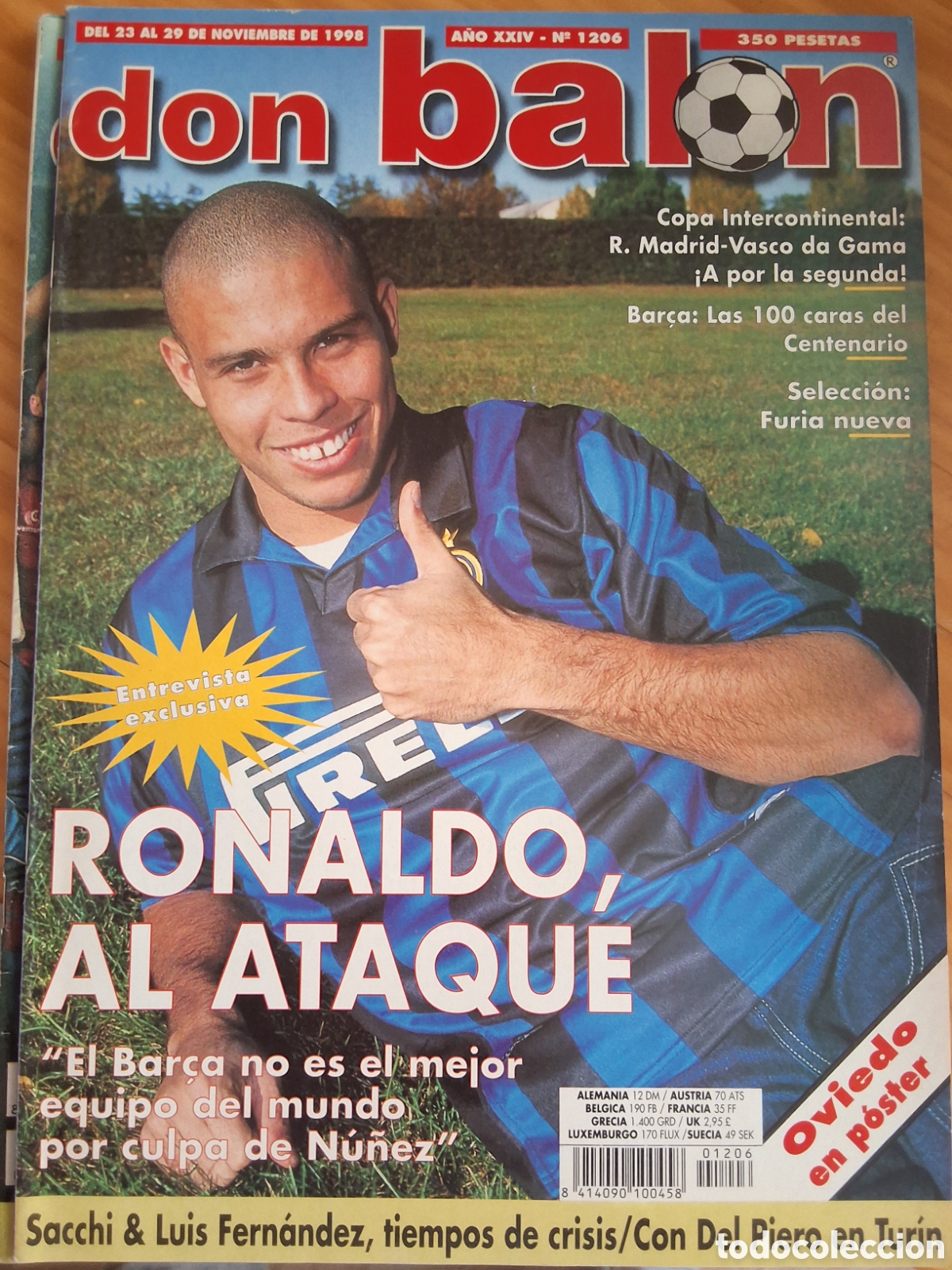 Coleccionismo deportivo: Don balon revista futbol 1206 a&ntilde;o (23/11/1998) incluye p&oacute;ster