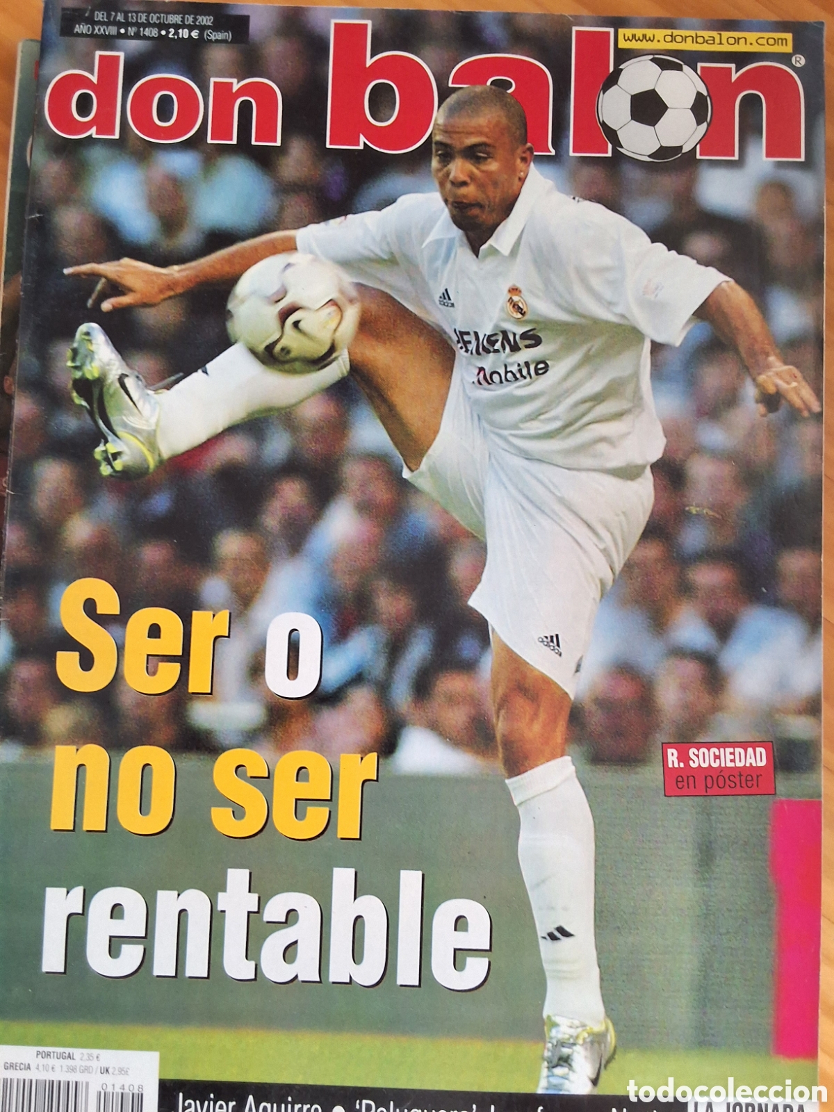 Coleccionismo deportivo: Don balon revista futbol 1408 a&ntilde;o (7/10/2002) incluye p&oacute;ster