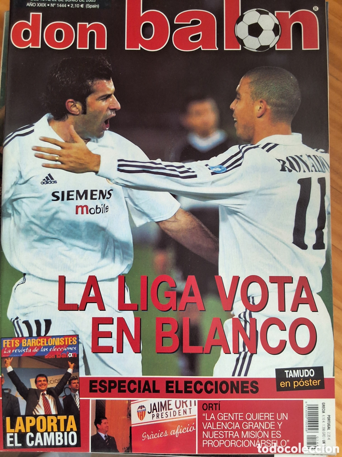 Collectionnisme sportif: Don balon revista futbol 1444 a&ntilde;o (16/6/2003) incluye p&oacute;ster