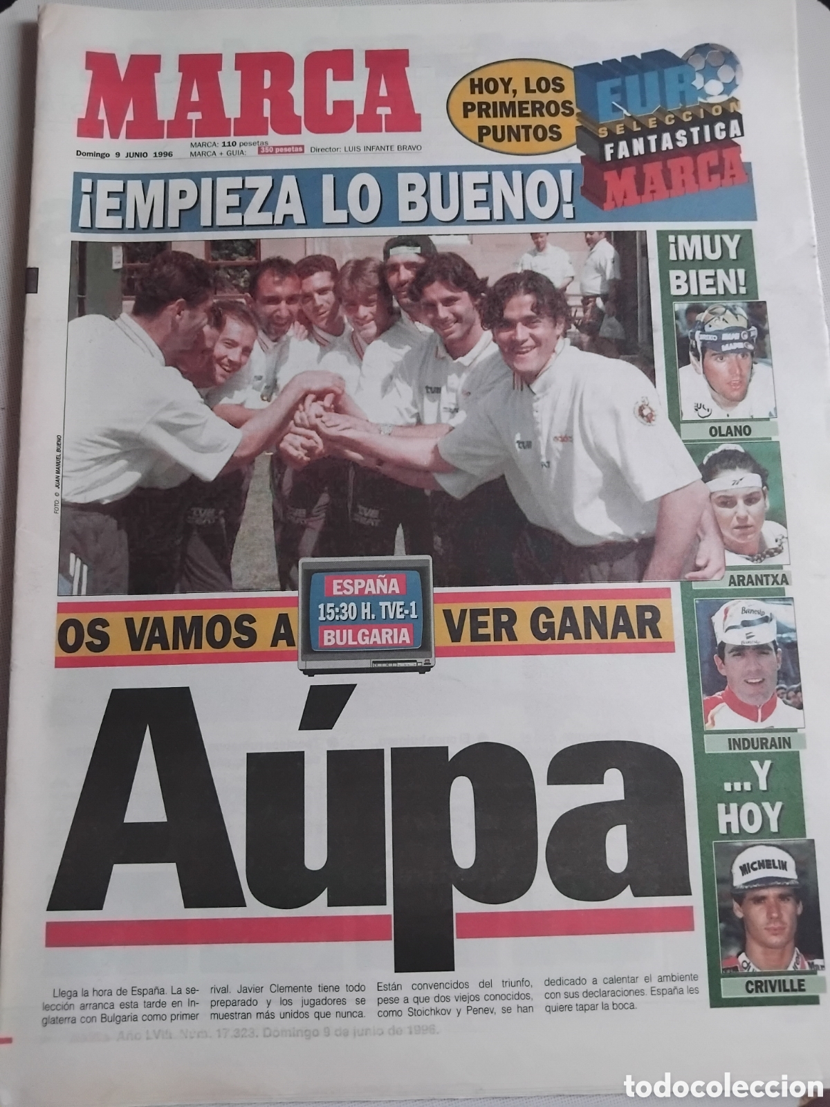 Coleccionismo deportivo: Periodico de la previa del Debut de Espa&ntilde;a en eurocopa 1996 Espa&ntilde;a vs Bulgaria