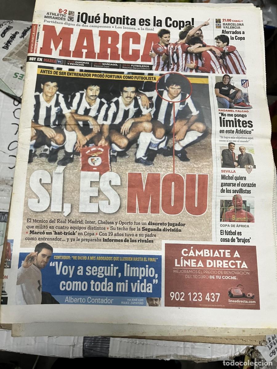 Coleccionismo deportivo: MARCA (8-2-2012) BENFICA MOURINHO REAL MADRID COPA ATHLETIC 6-2 MIRANDES