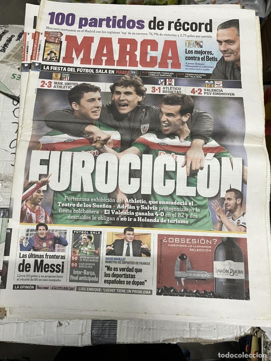 Coleccionismo deportivo: MARCA (9-3-2012) MANCHESTER UNITED 2-3 ATHLETIC BILBAO ATLETICO 3-1 BESIKTAS VALENCIA 4-2 PSV