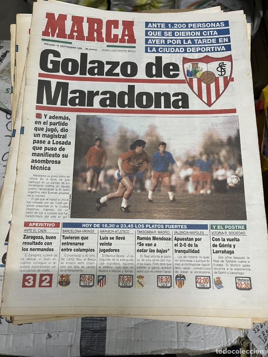 Colecionismo desportivo: MARCA (16-9-1992) GOLAZO DIEGO ARMANDO MARADONA SEVILLA