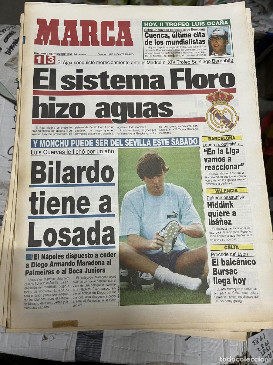Collectionnisme sportif: MARCA (2-9-1992) BENITO FLORO REAL MADRID 1-3 AJAX AMSTERDAM BILARDO