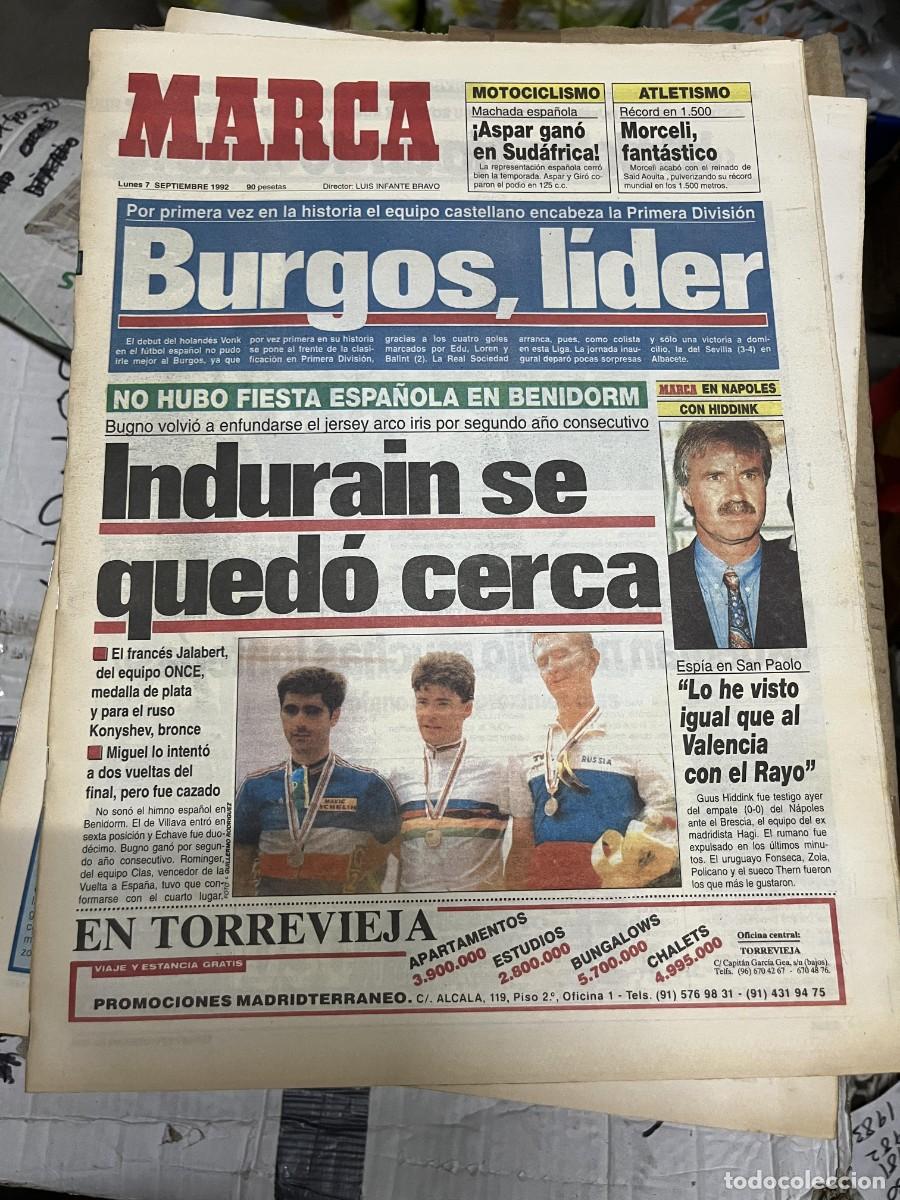 Coleccionismo deportivo: MARCA (7-9-1992) LIDER LIGA REAL BURGOS CICLISMO INDURAIN HIDDINK