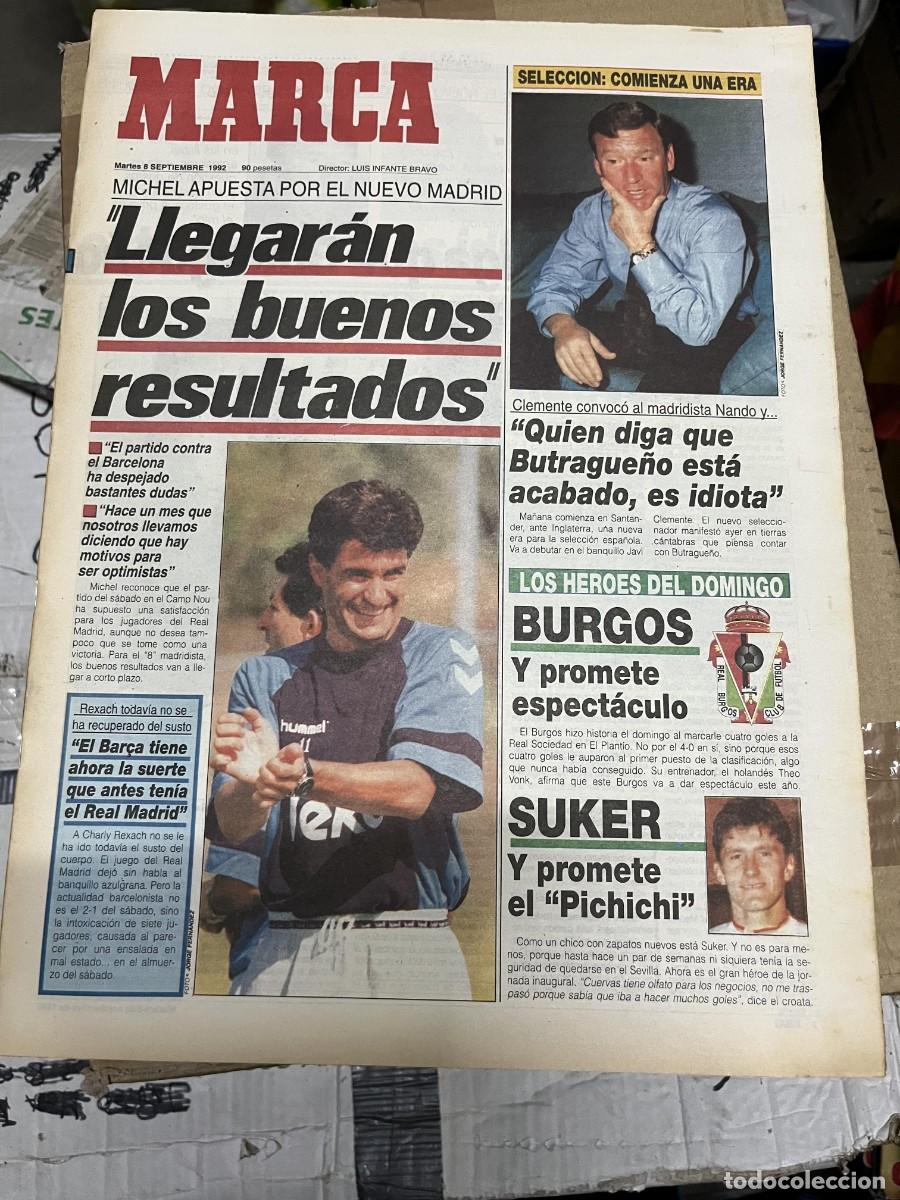Coleccionismo deportivo: MARCA (8-9-1992) JAVIER CLEMENTE MICHEL REAL MADRID REAL BURGOS SUKER