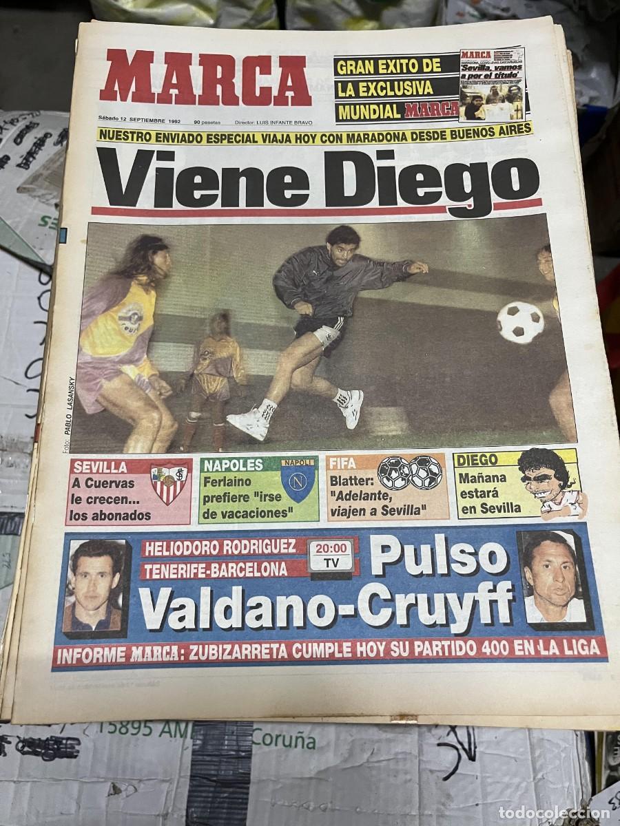 Coleccionismo deportivo: MARCA (12-9-1992) FICHAJE DIEGO ARMANDO MARADONA SEVILLA NAPOLES FIFA BLATTER