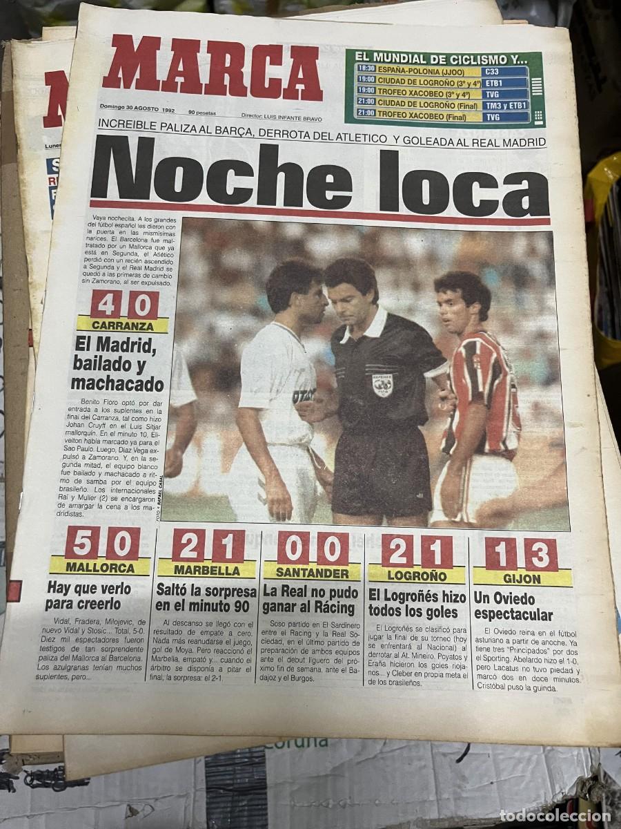 Coleccionismo deportivo: MARCA (30-8-1992) MALLORCA 5-0 BARCELONA SAO PAULO 4-0 REAL MADRID TORNEOS DE VERANO