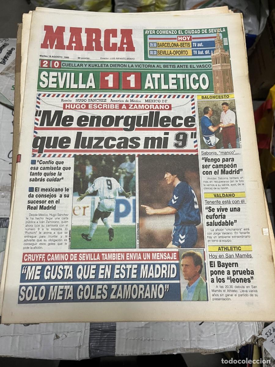 Coleccionismo deportivo: MARCA (18-8-1992) SEVILLA 1-1 ATLETICO MADRID HUGO SANCHEZ BETIS CIUDAD DE SEVILLA