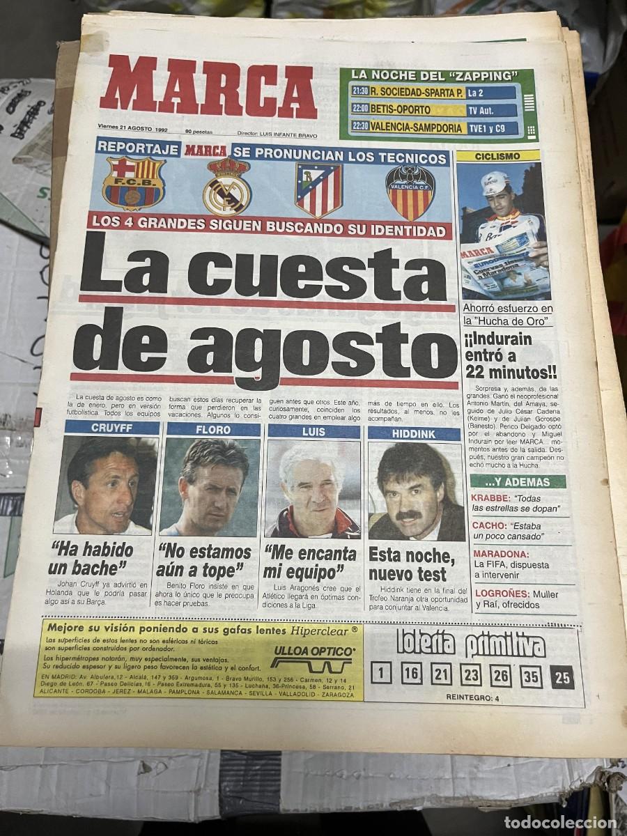 Coleccionismo deportivo: MARCA (21-8-1992) INDURAIN CICLISMO HOY R.SOCIEDAD SPARTA PRAGA BETIS OPORTO VALENCIA SAMPDORIA