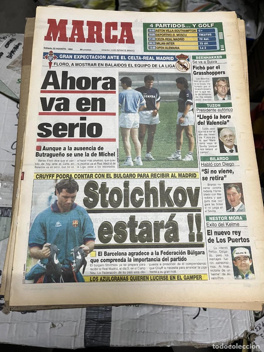 Coleccionismo deportivo: MARCA (22-8-1992) HOY CELTA VIGO REAL MADRID STOICHKOV