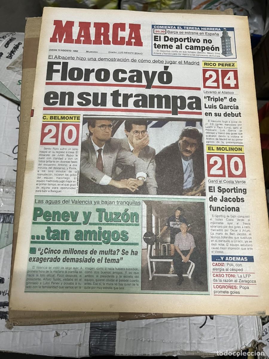 Coleccionismo deportivo: MARCA (13-8-1992) BENITO FLORO ALBACETE 2-0 REAL MADRID TROFEO TERESA HERRERA