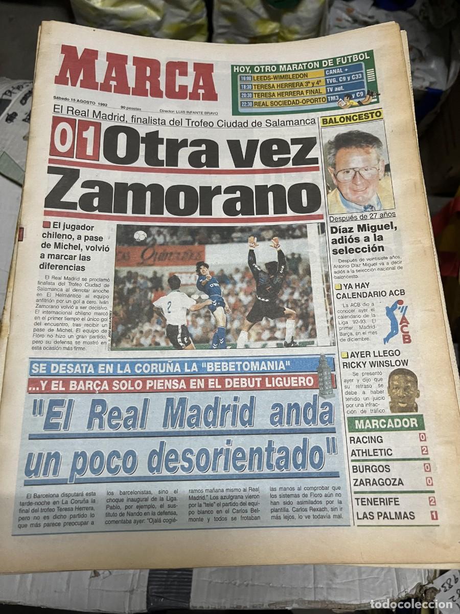 Coleccionismo deportivo: MARCA (15-8-1992) TROFEO CIUDAD SALAMANCA 0-1 REAL MADRID ZAMORANO ANTONIO DIAZ MIGUEL