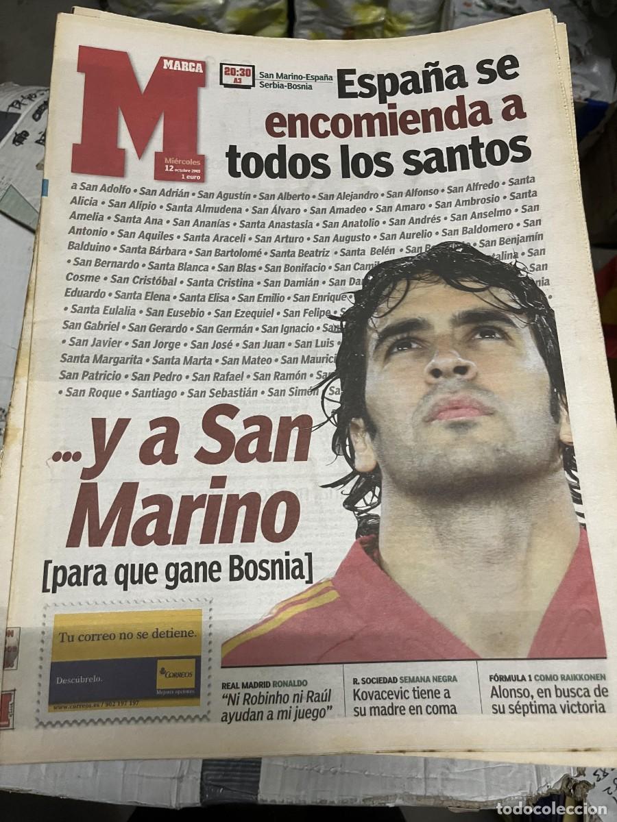 Coleccionismo deportivo: MARCA (12-10-2005) HOY SAN MARINO ESPA&Ntilde;A SELECCION ESPA&Ntilde;OLA SERBIA BOSNIA RAUL GONZALEZ