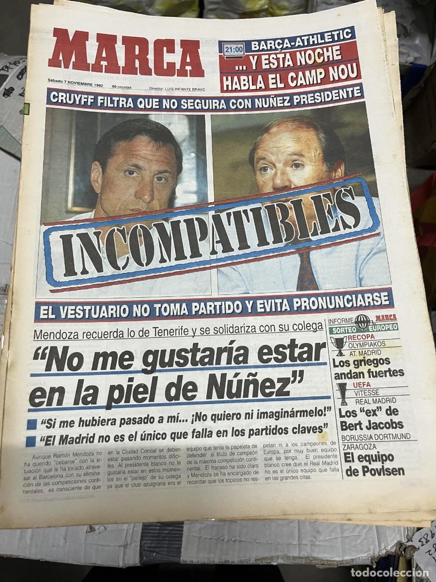 Coleccionismo deportivo: MARCA (7-11-2005) BARCELONA CRUYFF NU&Ntilde;EZ INCOMPATIBLES ATHLETIC BILBAO