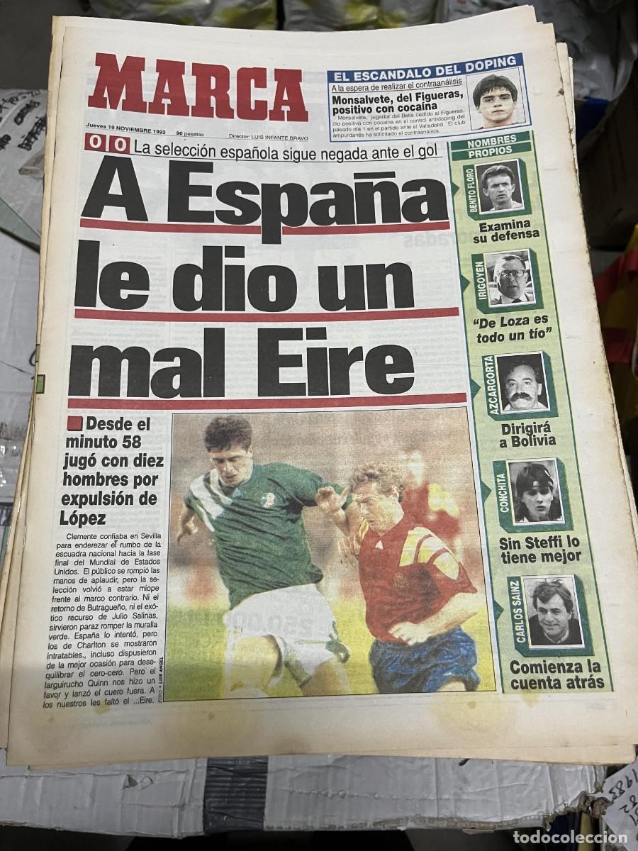 Coleccionismo deportivo: MARCA (19-11-1992) SELECCION ESPA&Ntilde;OLA ESPA&Ntilde;A 0-0 EIRE IRLANDA BUTRAGUE&Ntilde;O