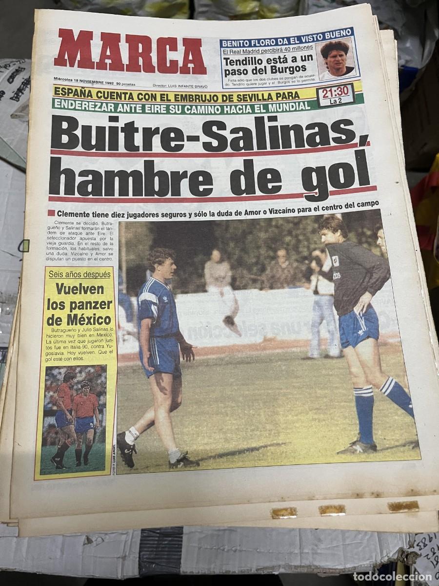 Coleccionismo deportivo: MARCA (18-11-1992) HOY SELECCION ESPA&Ntilde;OLA ESPA&Ntilde;A EIRE IRLANDA BUTRAGUE&Ntilde;O SALINAS