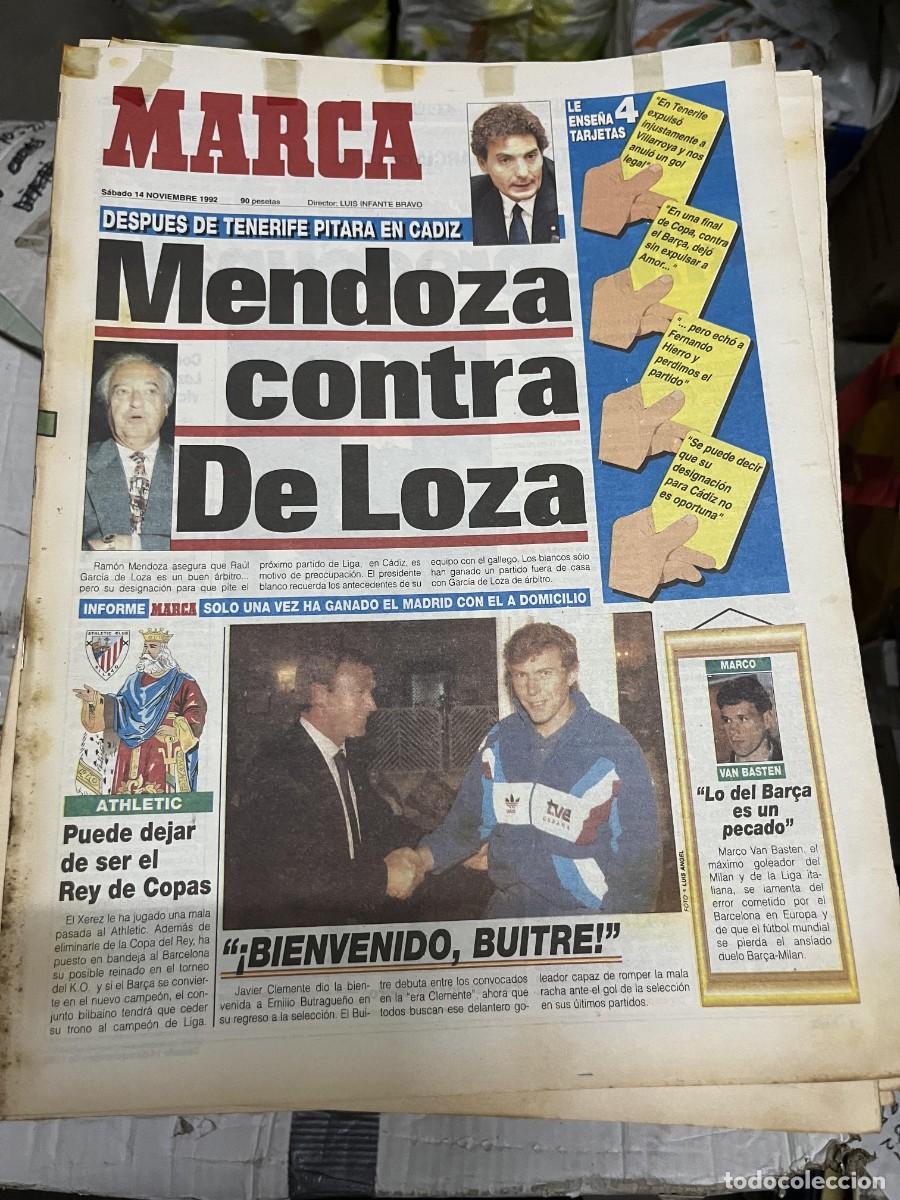 Coleccionismo deportivo: MARCA (14-11-1992) RAMON MENDOZA DE LOZA REAL MADRID BUTRAGUE&Ntilde;O JAVIER CLEMENTE VAN BASTEN