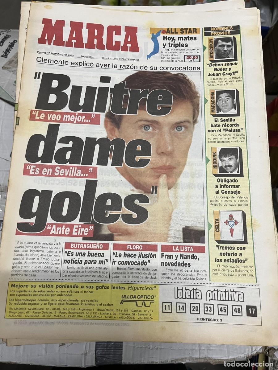 Coleccionismo deportivo: MARCA (13-11-1992) BUTRAGUE&Ntilde;O JAVIER CLEMENTE SELECCION ESPA&Ntilde;OLA ESPA&Ntilde;A HOY ALL STARS NBA