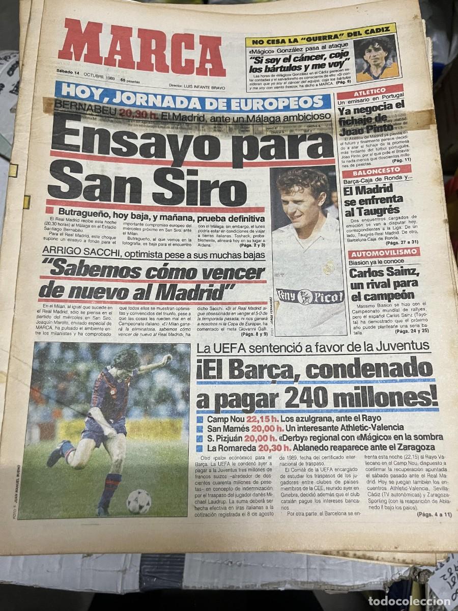 Coleccionismo deportivo: MARCA (14-10-1989) CADIZ MAGICO GONZALEZ BUTRAGUE&Ntilde;O MILAN REAL MADRID SANCION UEFA BARCELONA