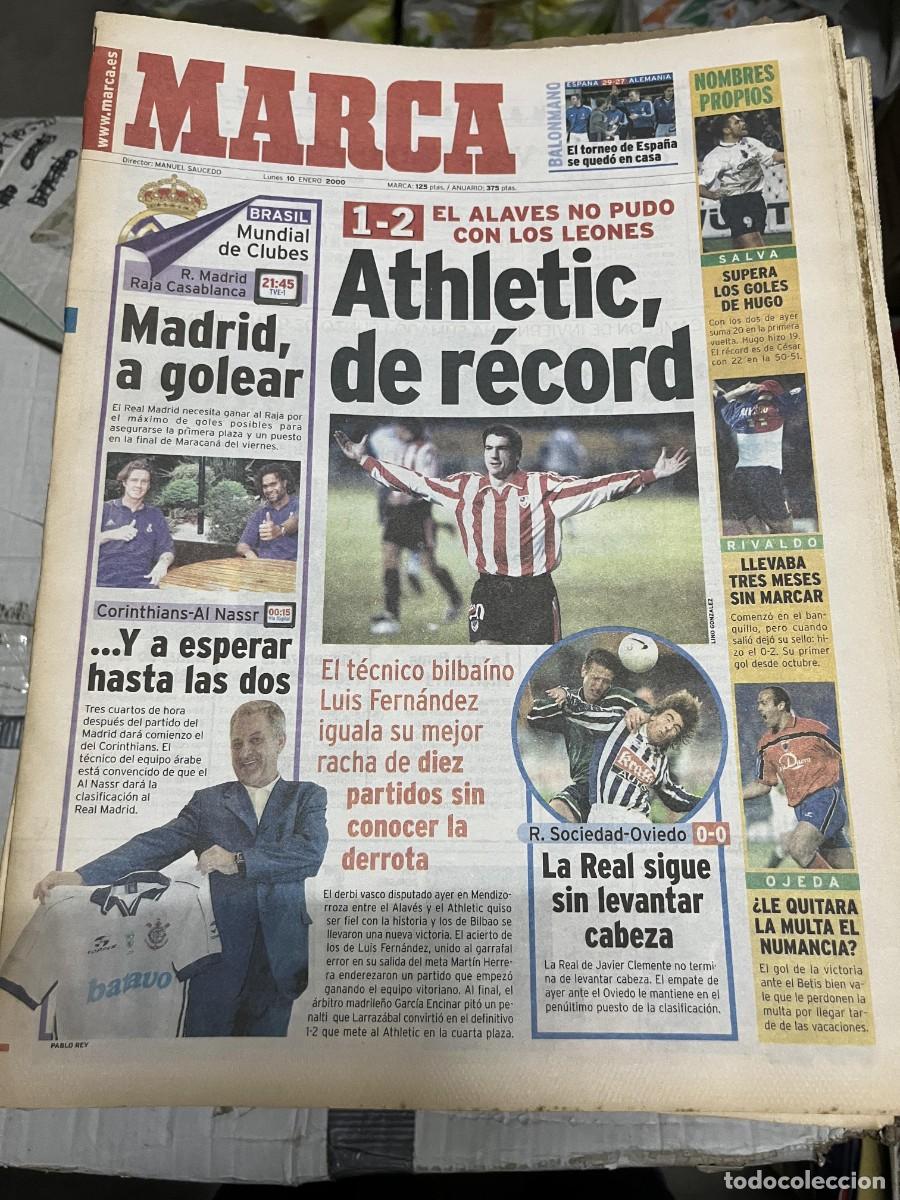 Coleccionismo deportivo: MARCA (10-1-2000) ALAVES 1-2 ATHLETIC BILBAO MUNDIAL CLUBS REAL MADRID RAJA CASABLANCA