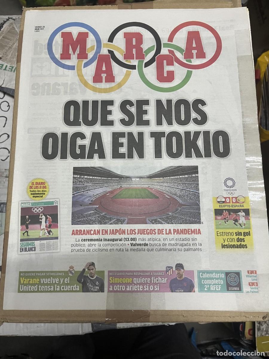 Coleccionismo deportivo: MARCA (23-7-2021) OLIMPIADAS JUEGOS OLIMPICOS TOKIO JAPON EGIPTO 0-0 ESPA&Ntilde;A VARANE SIMEONE