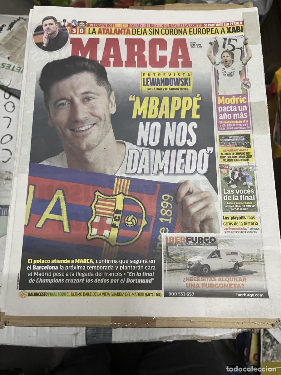 Coleccionismo deportivo: MARCA (23-5-2024) ENTREVISTA EXCLUSIVA A ROBERT LEWANDOWSKI BARCELONA ATALANTA 3-0 LEVERKUSEN MODRIC