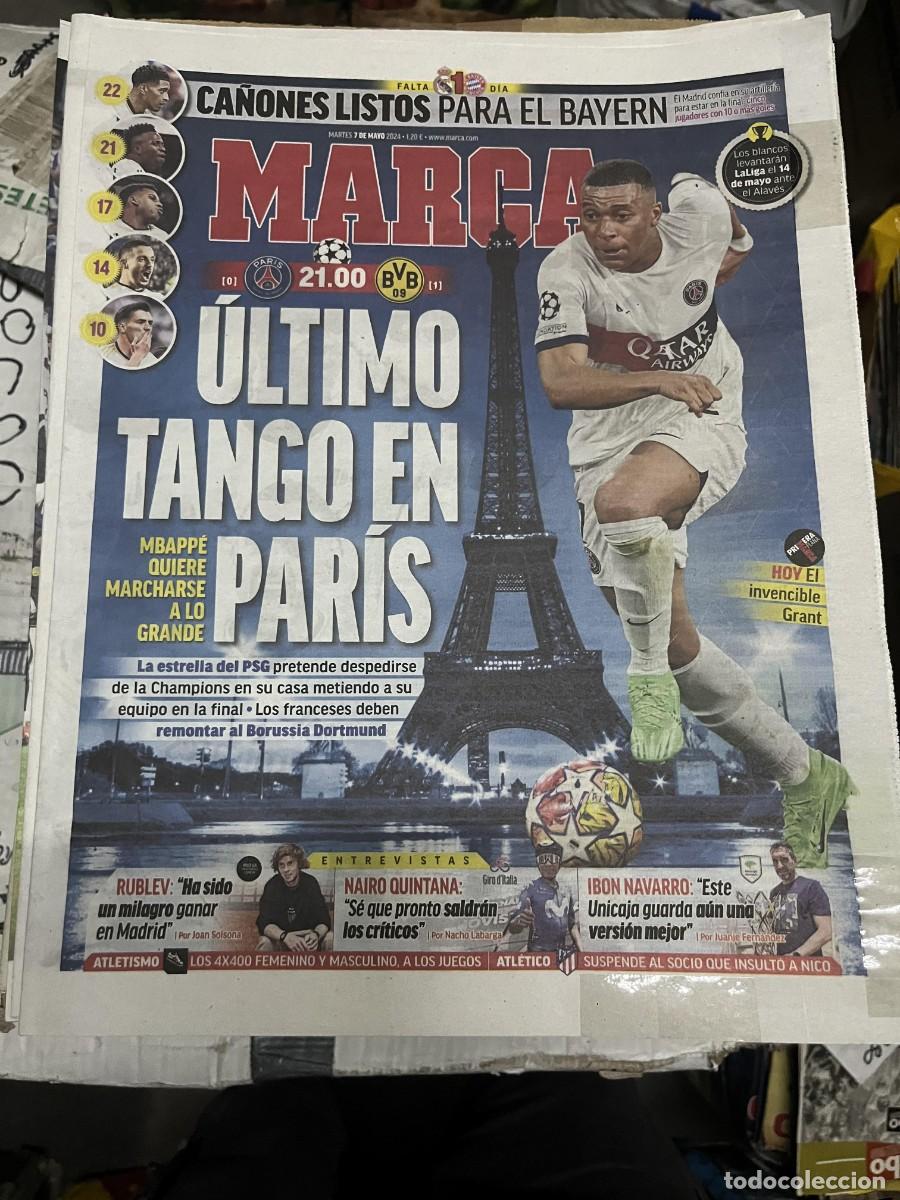 Coleccionismo deportivo: MARCA (7-5-2024) HOY UEFA CHAMPIONS LEAGUE PSG BORUSSIA DORTMUND MBAPPE RUBLEV IBON NAVARRO