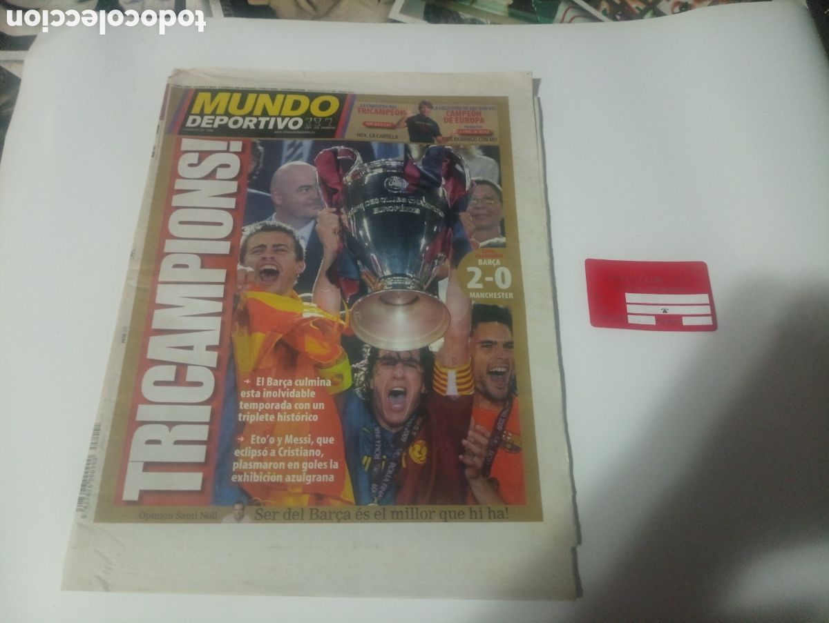 Coleccionismo deportivo: Peri&oacute;dico mundo deportivo tricampions 2009