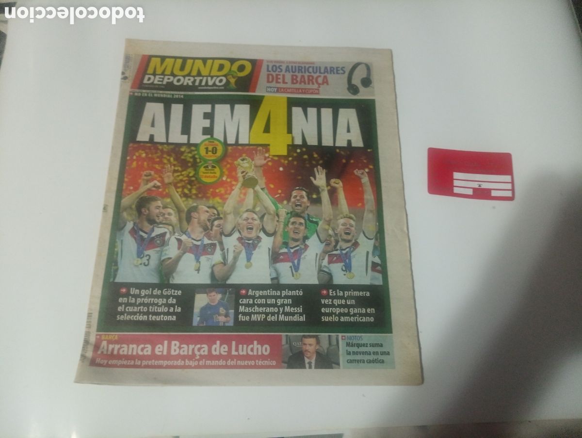 Coleccionismo deportivo: Peri&oacute;dico mundo deportivo Alemania 2014
