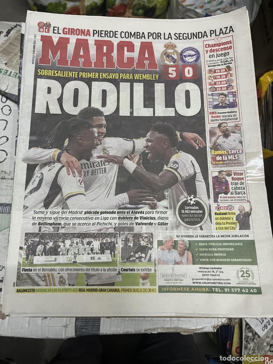 Collezionismo sportivo: MARCA (15-5-2024) REAL MADRID 5-0 ALAVES GIRONA 0-1 VILLARREAL SERGIO RAMOS MLS VITOR ROQUE
