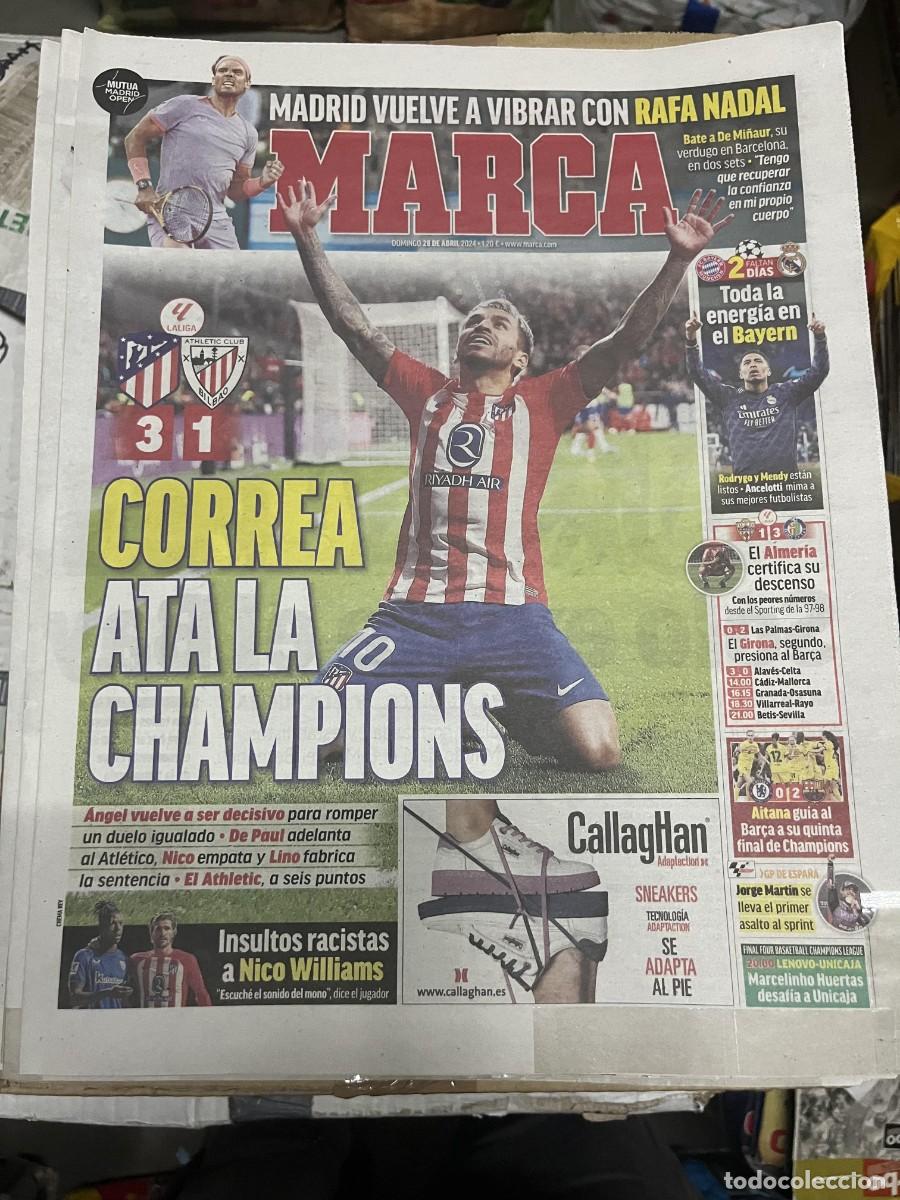 Colecionismo desportivo: MARCA (28-4-2024) ATLETICO MADRID 3-1 ATHLETIC BILBAO ANGEL CORREA RAFAEL NADAL