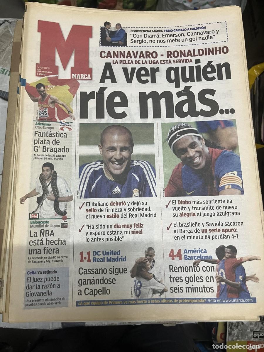 Coleccionismo deportivo: MARCA (11-8-2006) CANNAVARO RONALDINHO DIARRA PLATA BRAGADO NBA REYES DC UNITED 1-1 REAL MADRID