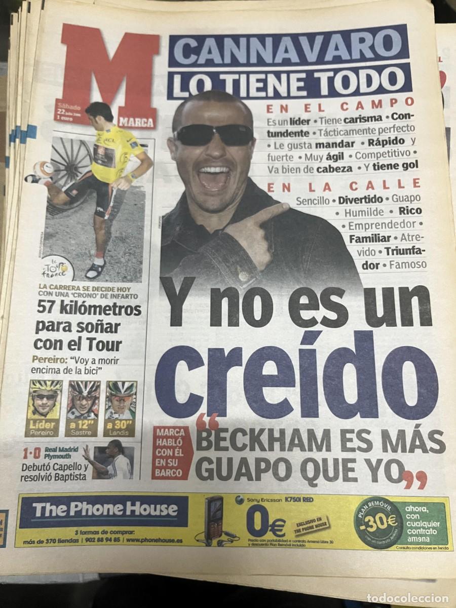Coleccionismo deportivo: MARCA (22-7-2006) CANNAVARO REAL MADRID BECKHAM CICLISMO TOUR PEREIRO