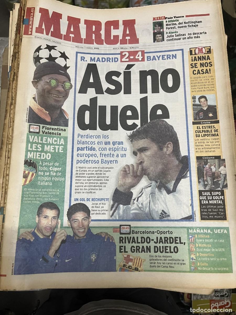 Coleccionismo deportivo: MARCA (1-3-2000) CHAMPIONS REAL MADRID 2-4 BAYERN MUNCHEN RAUL GONZALEZ FIORENTINA VALENCIA