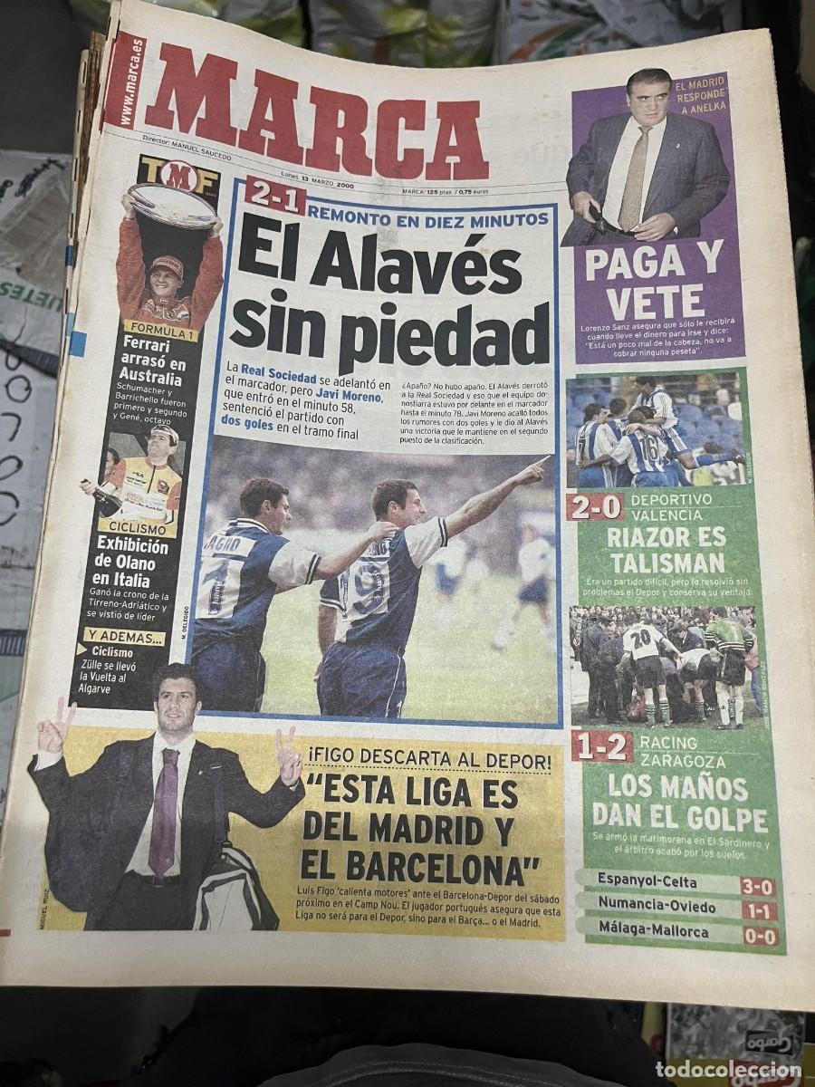 Coleccionismo deportivo: MARCA (13-3-2000) ALAVES 2-1 REAL SOCIEDAD FORMULA 1 FERRARI OLANO DEPORTIVO 2-0 VALENCIA
