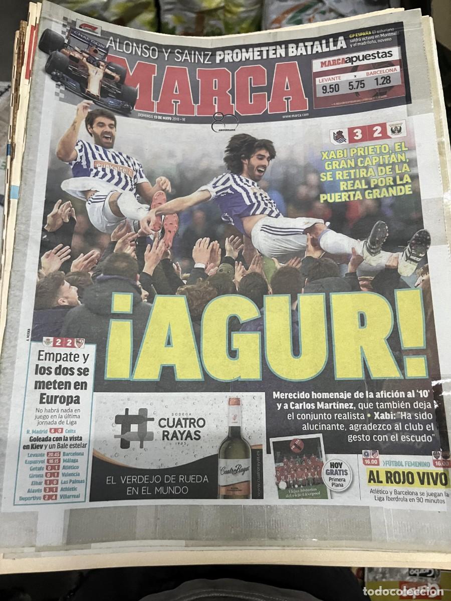 Coleccionismo deportivo: MARCA(13-5-2018)REAL SOCIEDAD 3-2 LEGANES SE RETIRA XABI PRIETO BETIS 2-2 ATHLETIC BILBAO LIVERPOOL