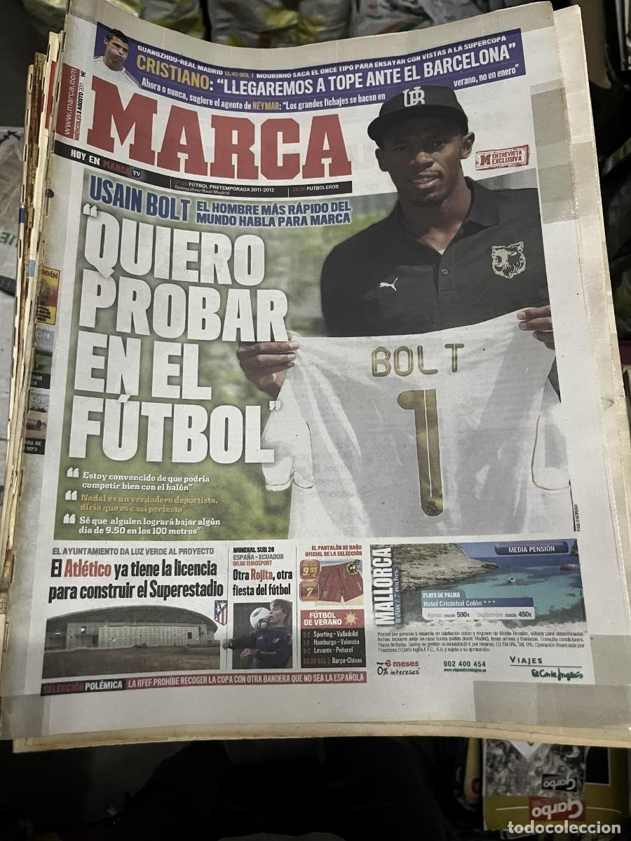 Coleccionismo deportivo: MARCA (3-8-2011) USAIN BOLT CRISTIANO RONALDO REAL MADRID LICENCIA METROPOLITANO ATLETICO MADRID
