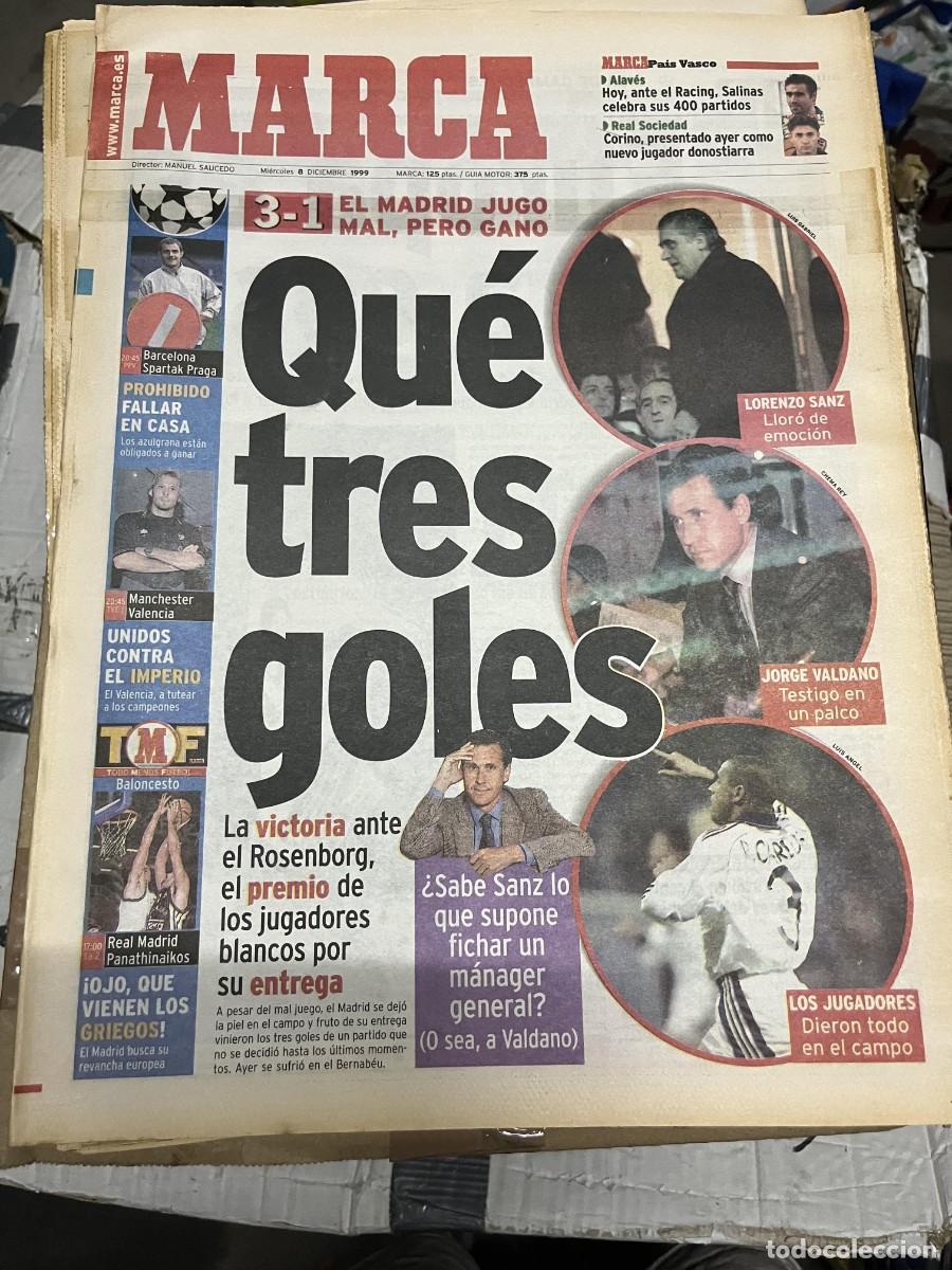 Coleccionismo deportivo: MARCA (8-12-1999) CHAMPIONS REAL MADRID 3-1 ROSENBORG BARCELONA SPARTA PRAGA MANCHESTER VALENCIA