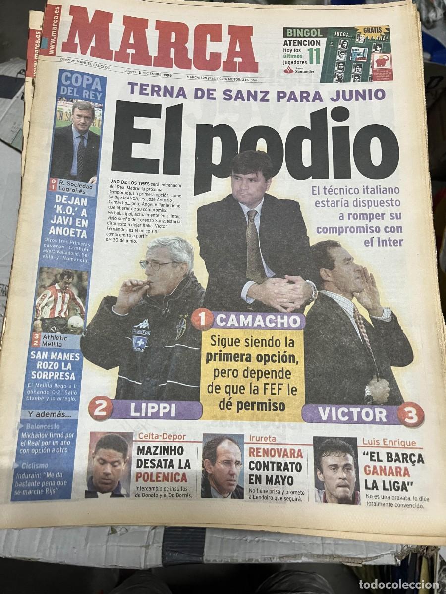 Coleccionismo deportivo: MARCA (2-12-1999) ENTRENADORES PARA EL REAL MADRID ATHLETIC 3-2 MELILLA REAL SOCIEDAD 0-1 LOGRO&Ntilde;ES
