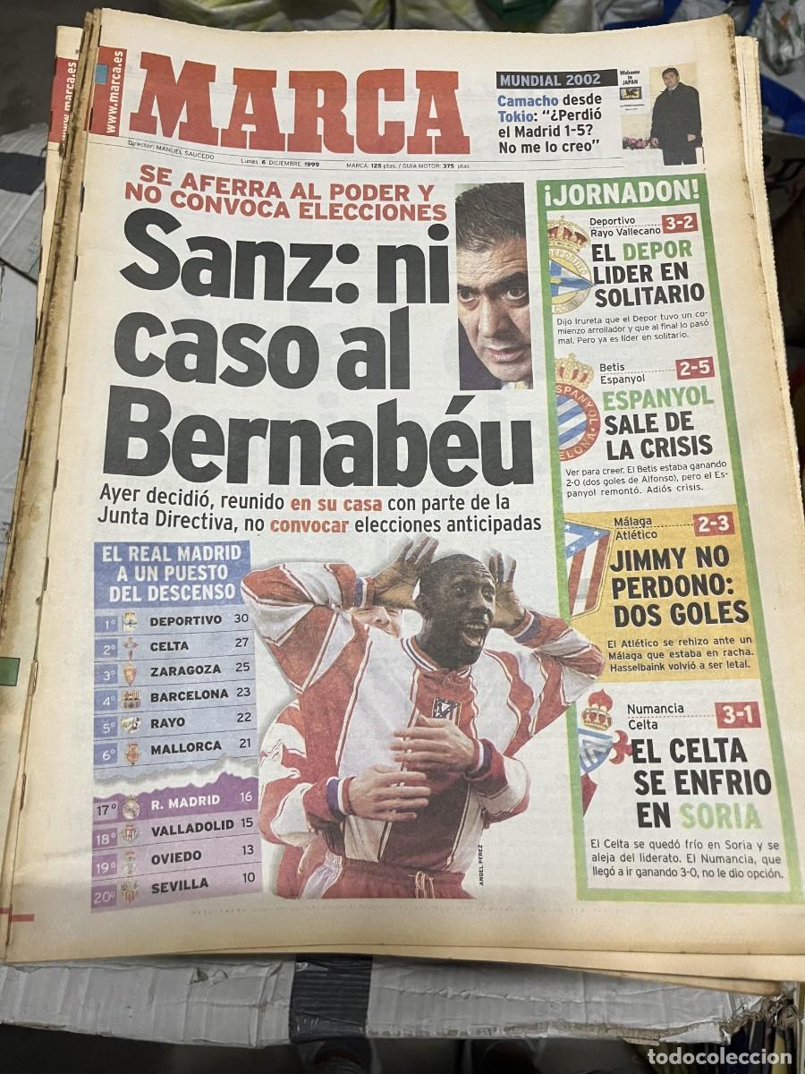 Coleccionismo deportivo: MARCA (6-12-1999) LORENZO SANZ DEPORTIVO CORU&Ntilde;A 3-2 RAYO BETIS 2-5 ESPANYOL MALAGA 2-3 ATLETICO