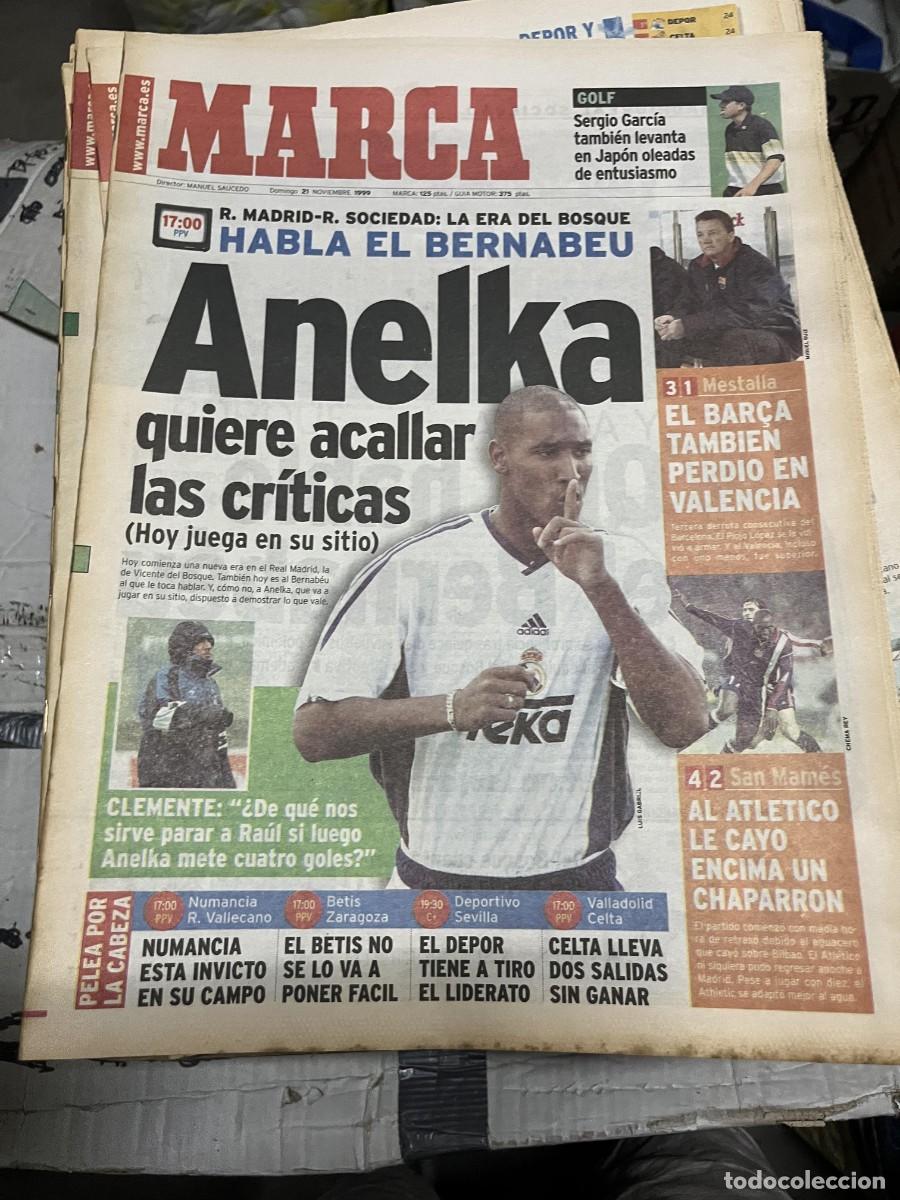 Coleccionismo deportivo: MARCA (21-11-1999) REAL MADRID REAL SOCIEDAD ANELKA JAVIER CLEMENTE VALENCIA 3-1 BARCELONA