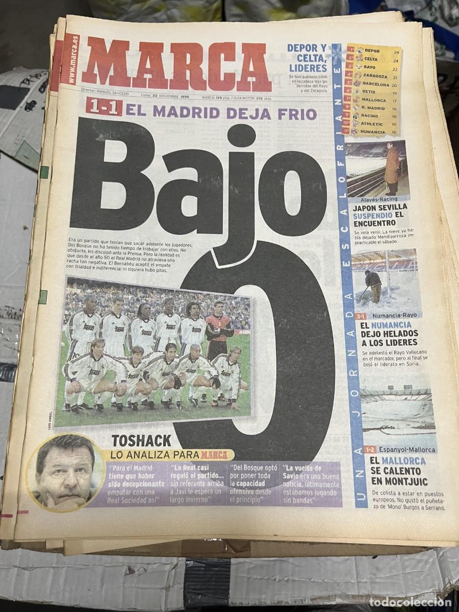 Coleccionismo deportivo: MARCA (22-11-1999) LIDER DEPORTIVO CORU&Ntilde;A CELTA VIGO REAL MADRID 1-1 REAL SOCIEDAD JORNADA LIGA