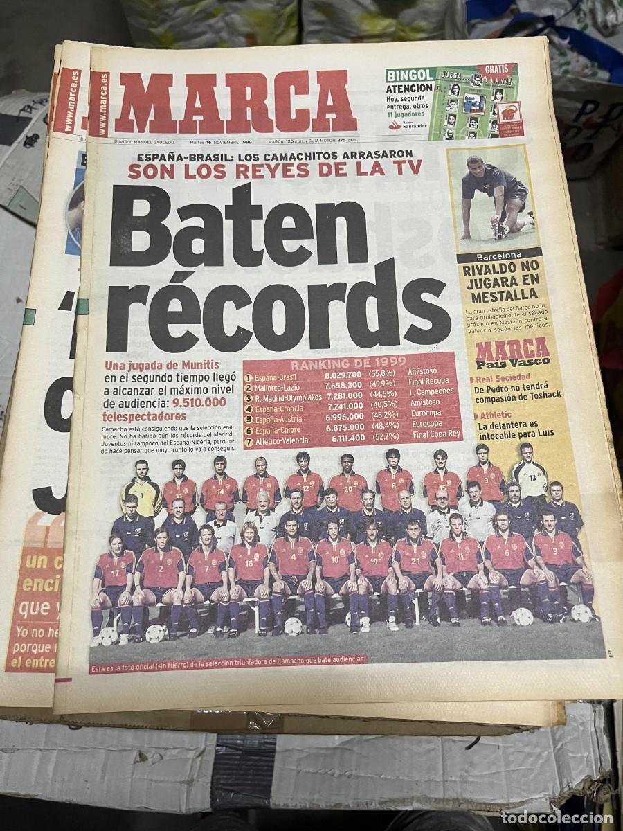 Coleccionismo deportivo: MARCA (16-11-1999) SELECCION ESPA&Ntilde;OLA ESPA&Ntilde;A BRASIL LOS REYES DE LA TV RIVALDO